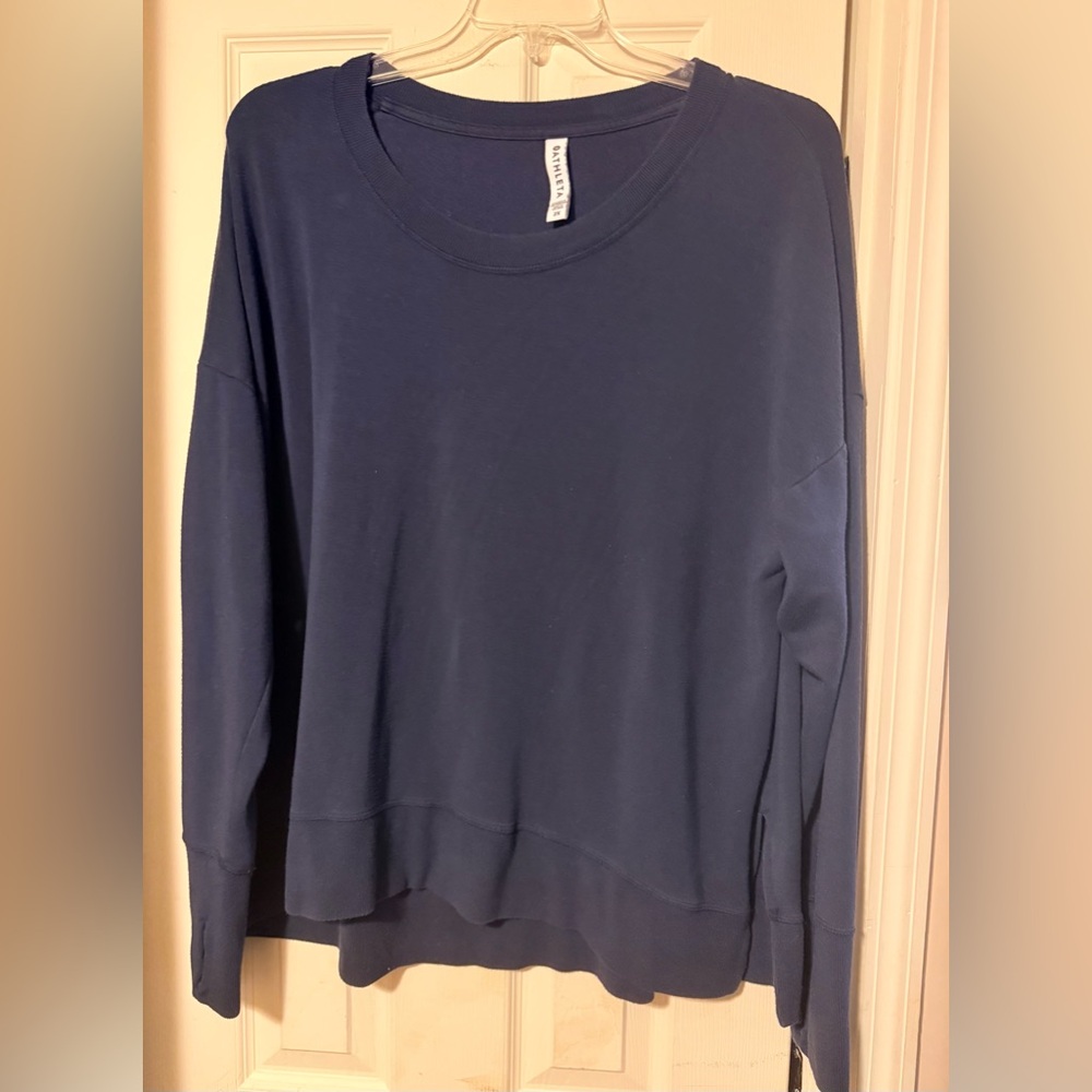 Women’s Plus Athleta Super Soft Sweatshirt Thumbhole 2X Navy Blue Luxe